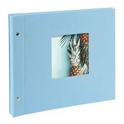 Produktbild: goldbuch 26 829 Schraubalbum Bella Vista Himmelblau, Fotobuch 30 x 25 x 2 cm, Foto Album 40 weiße Seiten, Bilderalbum Einband Leinen, Photoalbum mit Fensterausschnitt, Photo Buch Himmel-Blau