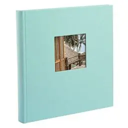 Produktbild: goldbuch 27507 Fotoalbum mit Fensterausschnitt, Bella Vista Trend, Erinnerungsalbum 30 x 31 cm, Foto Album 60 weiße Seiten mit Pergamin-Trennblättern, Fotobuch aus Leinen, Aqua