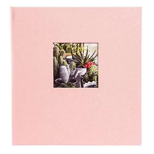 Produktbild: goldbuch 27722 Fotoalbum mit Bildausschnitt, Bella Vista, Erinnerungsalbum 30 x 31 cm, Foto Album 60 weiße Seiten mit Pergamin-Trennblättern, Fotobuch aus Leinen, Rosé