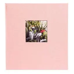 Produktbild: goldbuch 27942 Fotoalbum mit Bildausschnitt, Bella Vista, Erinnerungsalbum 30 x 31 cm, Foto Album 60 schwarze Seiten mit Pergamin-Trennblättern, Fotobuch aus Leinen, Rosé