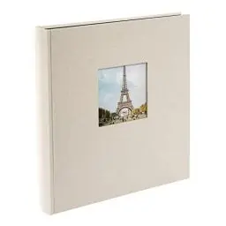 Produktbild: goldbuch 27943 Fotoalbum mit Bildausschnitt, Bella Vista, Erinnerungsalbum 30 x 31 cm, Foto Album 60 schwarze Seiten mit Pergamin-Trennblättern, Fotobuch aus Leinen, Sandgrau