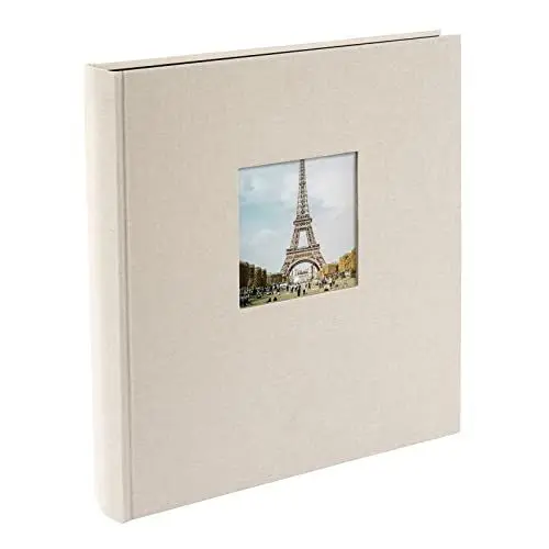 Produktbild: goldbuch 27943 Fotoalbum mit Bildausschnitt, Bella Vista, Erinnerungsalbum 30 x 31 cm, Foto Album 60 schwarze Seiten mit Pergamin-Trennblättern, Fotobuch aus Leinen, Sandgrau