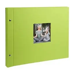 Produktbild: goldbuch 28896 Schraubalbum mit Fensterausschnitt, Bella Vista, 39 x 31 cm, Fotoalbum mit 40 weiße Seiten mit Pergamin-Trennblättern, Album erweiterbar, Fotobuch aus Leinen, Grün