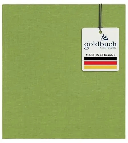 Produktbild: goldbuch 31805 Fotoalbum Summertime Trend, 30 x 31 cm, Fotobuch mit 100 weiße Seiten & Pergamin Trennblättern, Foto Album aus Leinen, Erinnerungsalbum, Hellgrün