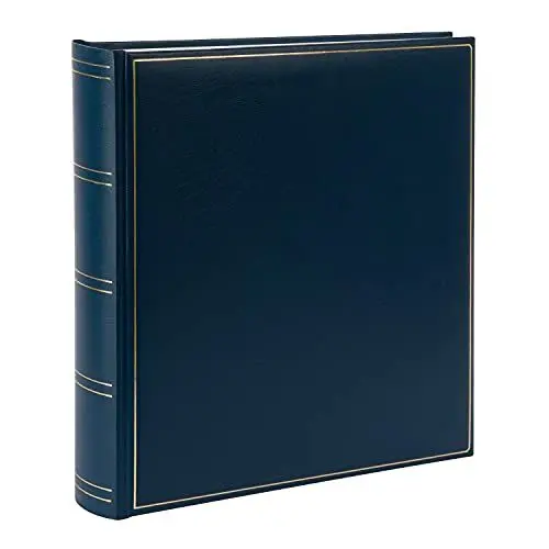 Produktbild: goldbuch 31 384 Fotoalbum Classic mit 100 weiße Seiten und Pergamin Trennblätter, Fotobuch mit Kunstleder Einband und Goldprägung, Foto Album zum Einkleben, Erinnerungsalbum 30 x 31 x 6 cm, Blau