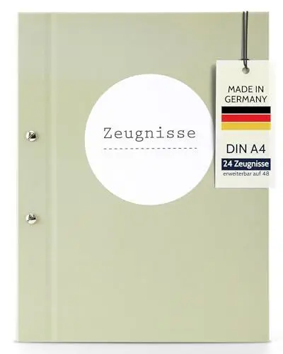 Produktbild: goldbuch 36112 Zeugnismappe Pastell Grün, Urkundenmappe DIN A4, Dokumentenmappe mit Schraubverschluss und 12 Sichttaschen, Ordnungsmappe aus Leinenstruktur mit 12 Hüllen, ca. 24x 31 x 1,5 cm