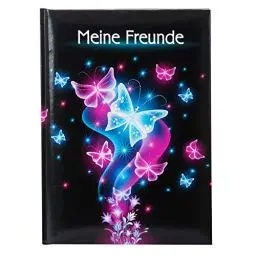 Produktbild: goldbuch 43577 Freundebuch Schmetterling, Freundschaftsbuch DIN A5 mit 88 illustrierte Seiten, für Kita, Hort und Grundschule, für Beste Freunde in der SchulzeitKunstdruck, Schwarz / Pink / Blau