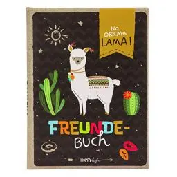 Produktbild: goldbuch 43581 Freundebuch HAPPYlife Lama DIN A5, zum Ausfüllen, Erinnerungsbuch an Freunde, Notizbuch mit 84 illustrierte Seiten, Einband mit Kunstdruck, ca. 15 x 21 x 1,5 cm
