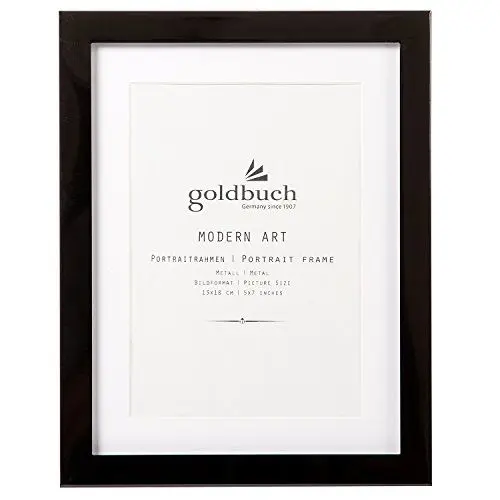Produktbild: goldbuch 960293 Portraitrahmen Modern Art, Bilderrahmen für 1 Bild im Format 13 x 18 cm, Galerierahmen mit Aufsteller und weißem Passepartout, Metallrahmen, Einzelrahmen, Foto Rahmen, Metall, Schwarz