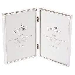 Produktbild: goldbuch 96 0276 Galerierahmen Fine, Bilderrahmen für 2 Bilder im Format 10x15, Metallrahmen mit 2 Scharnieren, Rahmen mit Wandhalterung und Aufsteller, Doppelrahmen, Fotorahmen, Foto, Silber