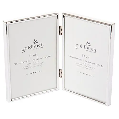 Produktbild: goldbuch 96 0276 Galerierahmen Fine, Bilderrahmen für 2 Bilder im Format 10x15, Metallrahmen mit 2 Scharnieren, Rahmen mit Wandhalterung und Aufsteller, Doppelrahmen, Fotorahmen, Foto, Silber