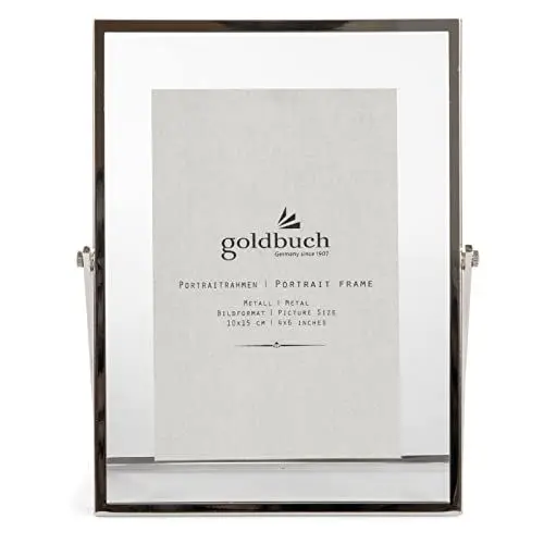 Produktbild: goldbuch Bilderrahmen Loft aus Metall, Rahmen mit Aufsteller, Portraitrahmen für 1 Bild/Foto im 10x15 cm Format, Metallbilderrahmen ca. 16 x 20,5 x 1 cm, Frame Silber, 10 x 15 cm