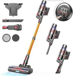 Produktbild: GOLDEGGS 45000Pa/550W Akku Staubsauger, Staubsauger Kabellos Bis zu 60Mins Laufzeit, Ataubsauger Akku mit Smart Touchscreen und Anti-Tangle-Bürste, 1.5L Akkustaubsauger für Hartböden/Teppichen