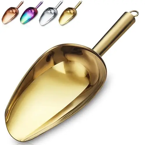 Produktbild: Gold-Eisportionierer, Premium-Edelstahl-Keksportionierer, Mode-Eisportionierer, Robuste Mehlschaufel, Allzweck-Süßigkeitsschaufel, Spülmaschinenfest (8oz/9 Zoll)