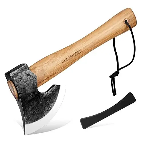 Produktbild: Golden Bird Beil Axt Holz spalten 30 cm Axt Survival Kohlenstoffstahl wärmebehandelt Camping Axt mit Holzgriff Outdoor axt für Garten Holzbearbeitung Outdoor-Aktivitäten