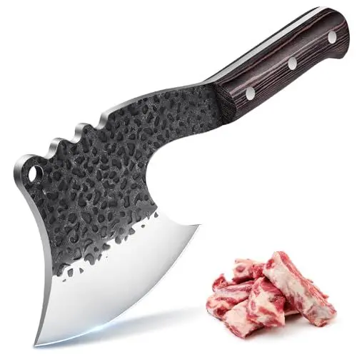 Produktbild: Golden Bird Hackmesser japanisches Messer für Knochen und Fleischschneiden Scharfe Full Tang Kochmesser Profi Messer Outdoor Schwerstarbeit Küchenbeil Wikinger Messer für Küche Outdoor BBQ