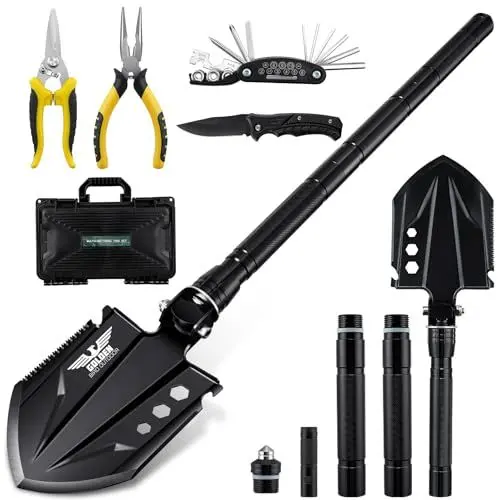Produktbild: Golden Bird Klappspaten Outdoor Survival 76cm Multifunktionale Klappschaufel mit 3 Längen-Kombinationen, 180-Grad-Faltung, Survival Kit für Camping, Outdoor, Garten, Notfälle