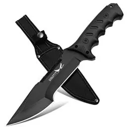 Produktbild: Golden Bird Outdoor Messer Survival Schwarz 2 IN 1 Jagdmesser Feststehende Klinge mit Oxfordscheide - 58HRC Karbonstahl Bushcraft Messer Full Tang Survival Messer mit säge