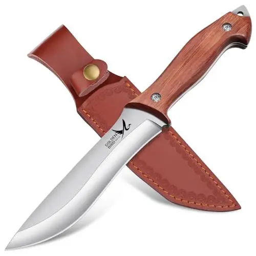 Produktbild: Golden Bird Survival Messer Outdoor Full Tang 14.5cm Jagdmesser Feststehende Klinge mit Scheide Scharf Bushcraft Messer Outdoor Messer für Camping, Abenteuer – Biest-Serie Fuchs