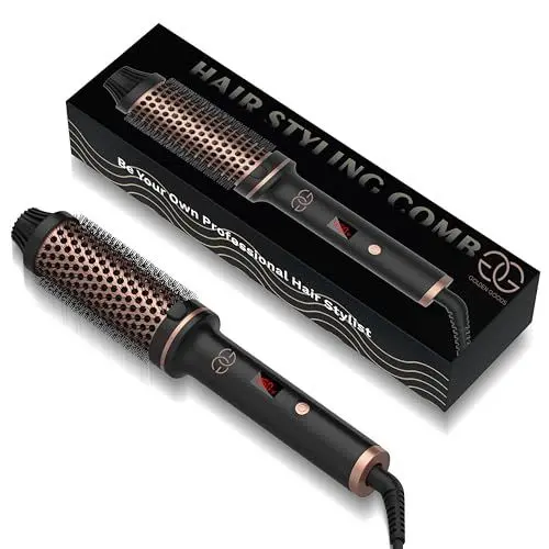 Produktbild: Golden Goods | 3-in-1 Magic Brush | Volumen Haarbürste | Haartrockner und Volumiser | Keramische Warmluftbürste | Hot Brush mit LCD-Display | Luxus Lockenbürste