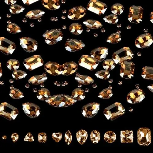 Produktbild: Goldener Edelstein Set of 210 Glitter Stones Rhinestones Acrylic Sew on Rhinestones Various Shapes Gemstone Decorative Rhinestone，Kristalle eignen sich zur DIY-Dekoration von Kleidung