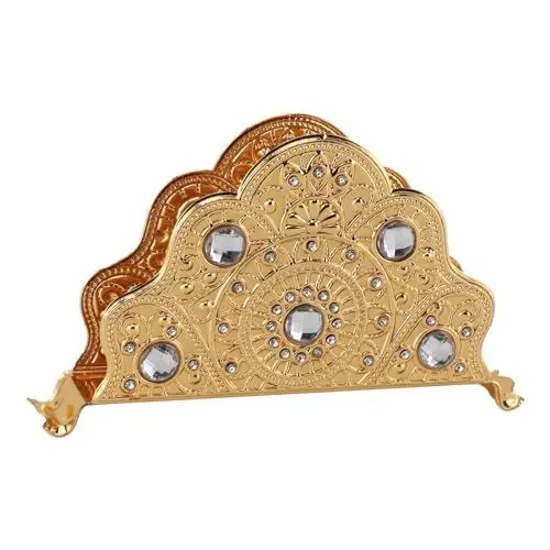 Produktbild: Goldener Metall-Serviettenhalter, Moderner Goldener Serviettenhalter, Metall-Cocktail-Papierhalter, Exquisiter, Leichter Luxus-Servietten-Organizer für Küche, Esstisch, Party