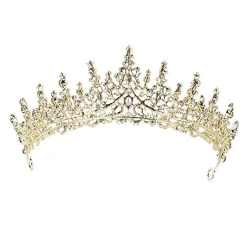 Produktbild: Goldenes Brautkronen-Stirnband, Romantischer, Eleganter Haarschmuck mit Strasssteinen, Inspiriert von Koreanischer Hochzeitsmode, für Weiße Hochzeitskleider