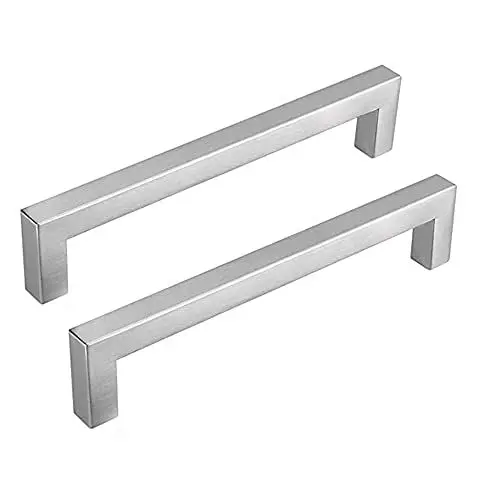 Produktbild: 10x Goldenwarm® Möbelgriff Stangengriff Edelstahl Gebürstet Schrankgriffe Schubladengriffe Küchenschrank Rohrbreite 12mmx12mm Bohrlochabstand 128mm Gesamtlänge 140mm …