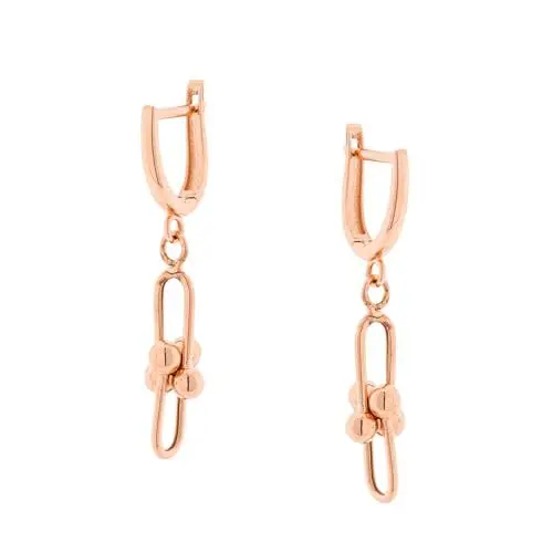 Produktbild: Golders Ohrhänger Gold 585 Rotgold mit modernen Kugeldetails, Hängende Ohrringe Damen, Elegantes Schmuckgeschenk, Länge ca. 60mm
