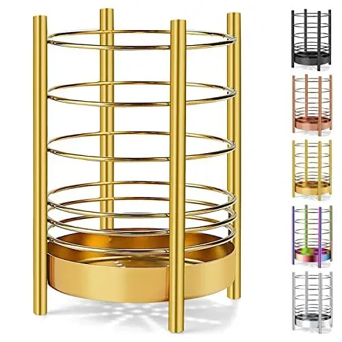 Produktbild: Gold-Küchenutensilienhalter für Küchentheke, Edelstahl-Utensiliengefäße, Gold-Titanbeschichtung Utensilien-Aufbewahrungs-Caddy-Organizer, Kochutensilien-Halter, Einfache Reinigung (Gold/7,4''x5,2'')
