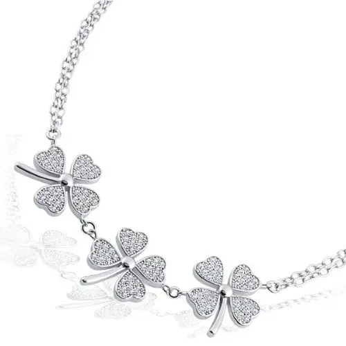 Produktbild: Goldmaid Damen-Armband Glücks-Kleblatt 925 Sterlingsilber 108 weiße Zirkonia Schmuck