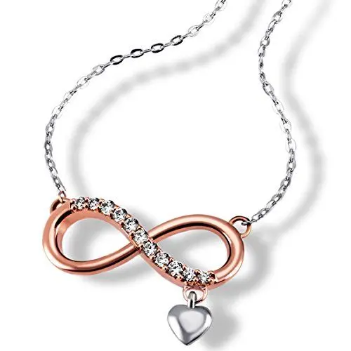 Produktbild: Goldmaid Damen-Herz-Halskette Endless mit Herzanhänger 925 Sterlingsilber vergoldet 11 weiße Zirkonia Herzanhänger