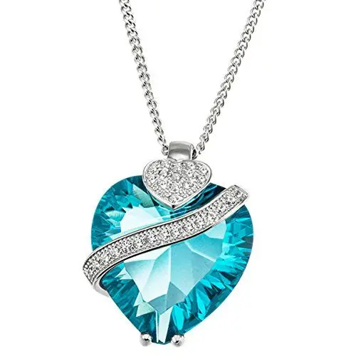 Produktbild: Goldmaid Damen-Herzkette 925 Sterlingsilber mit türkisen Zirkonia Herzanhänger im Brillantschliff