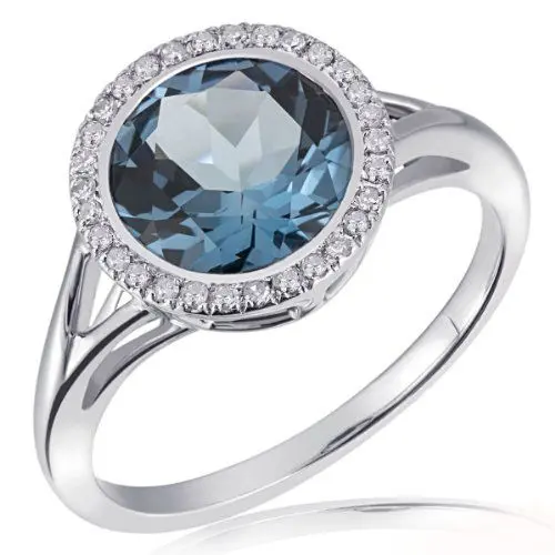 Produktbild: Goldmaid Damen-Ring 375 Weißgold 30 Diamanten 0,12 ct. 1 Londontopas Gr. 58 Fa R5788WG58 Verlobungsring Diamantring