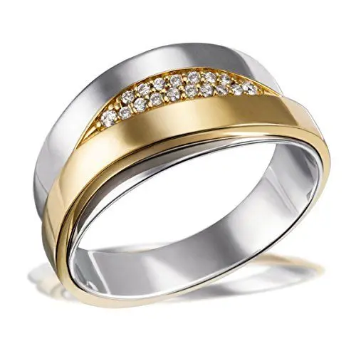 Produktbild: Goldmaid Damen-Ring 585 Gelbgold und 925 Sterlingsilber mit Diamanten Brillanten Diamantring Verlobung