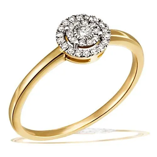 Produktbild: Goldmaid Damen-Ring Glamour 585 Gelbgold rhodiniert Diamant (0.16 ct) weiß Brillantschliff Gr. 54 (17.2)-Pa R6822GG54 Verlobungsring Diamantring