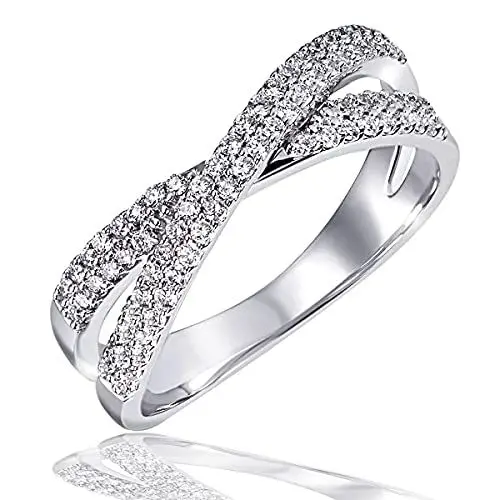 Produktbild: Goldmaid Damen-Ring Pavee Kreuz 585 Weißgold 75 Diamanten 0,40 ct. Gr. 54 Pa R4751WG54 Verlobungsring Diamantring