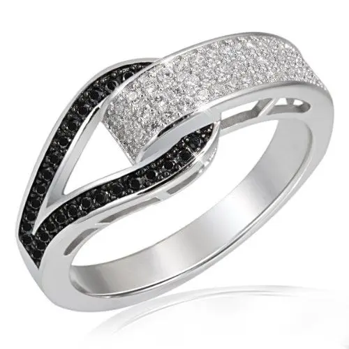 Produktbild: Goldmaid Damen-Ring Schnalle 925 Sterlingsilber 79 Zirkonia schwarz-Weiß Gr. 54