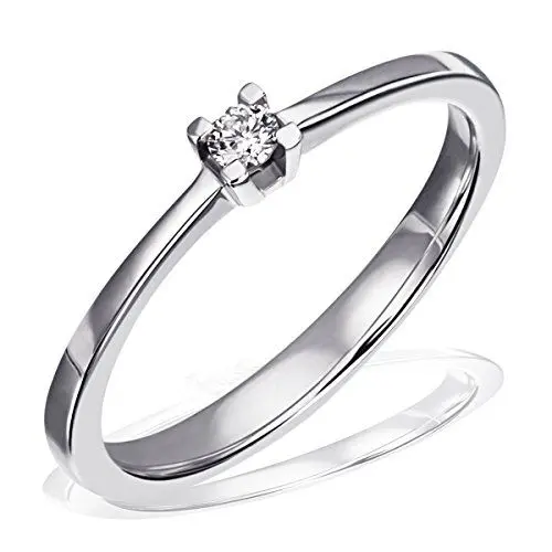 Produktbild: Goldmaid Damen-Ring Trauring, Freundschaftsring, Verlobung 925 Silber rhodiniert Diamant (0.05 ct) Brillantschliff weiß Gr. 54 (17.2) Verlobungsring Diamantring