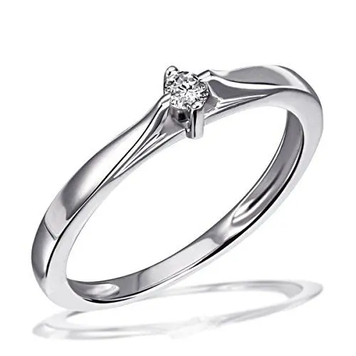 Produktbild: Goldmaid Damen-Ring Trauring, Freundschaftsring, Verlobung 925 Silber rhodiniert Diamant (0.07 ct) Brillantschliff weiß Gr. 58 (18.5) Verlobungsring Diamantring
