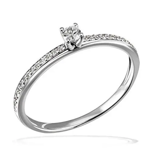 Produktbild: Goldmaid Damen-Ring Verlobung 585 Weißgold Diamant (0.18 ct) weiß Brillantschliff Gr. 56 (17.8)-Pa R7437WG56 Verlobungsring Diamantring