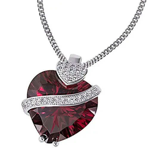 Produktbild: Goldmaid rote Damen-Herzkette 925 Sterlingsilber mit granat-farbenen Zirkonia Herz-Anhänger Schmuck