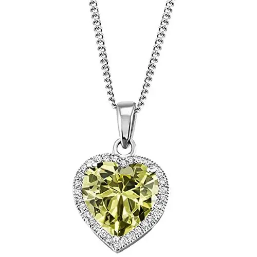 Produktbild: goldmaid Damen-Halskette mit Anhänger 925 Sterling Silber Herz 1 grüner und 32 weiße Zirkonia 45 cm Herzanhänger