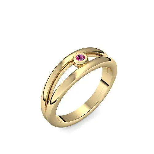 Produktbild: Goldring Rubin 585 + inkl. Luxusetui + Rubin Ring Gold Rubinring Gold (Gelbgold 585) - Glamourise Amoonic Schmuck Größe 52 (16.6) AM141 GG585RUFA52