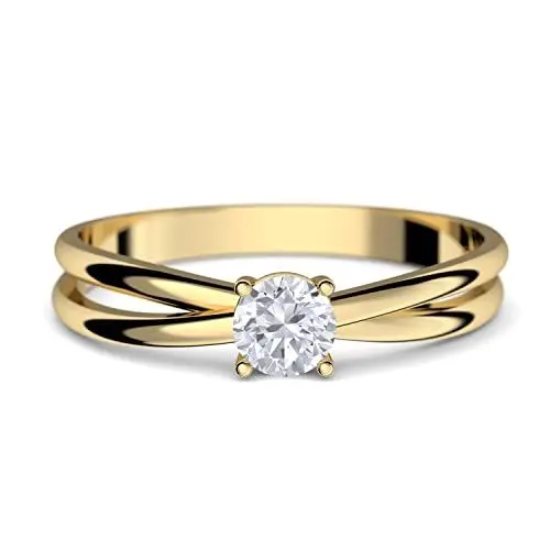 Produktbild: Goldring Verlobungsringe Gold 333 GRATIS LUXUSETUI Goldring 333er Gold Ring echt von AMOONIC mit Zirkonia Stein Goldring Gelbgold wie Verlobungsring Ring Diamantring Solitär FF386GG333ZIFA58
