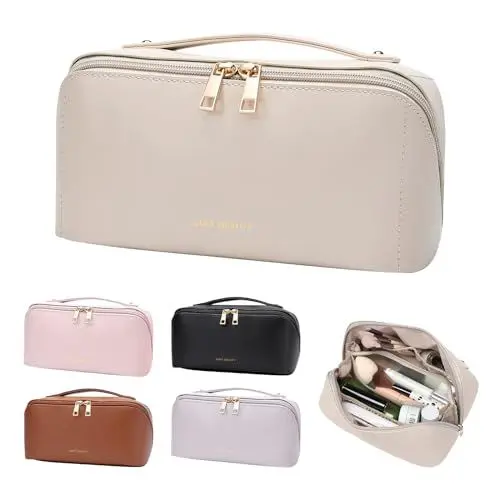 Produktbild: GOLF QUALITY Kulturbeutel Damen Große Kulturtasche Damen wasserdichte Reise-Kulturtasche Waschtasche im Bade Kosmetiktasche mit einem Nass-Trockenbeutel Toiletry Bag Apricot
