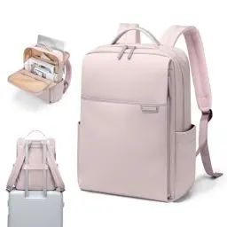 Produktbild: GOLF QUALITY Laptop Rucksack, Rucksack Handgepäck 16 Zoll, Rucksack Damen und Herren, Taagesrucksäcke Wasserdicht, Backpack Daypack für Schule, Fahrradfahren, Freizeit und Reise Grau Rosa
