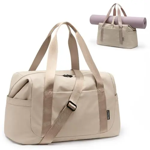 Produktbild: GOLF QUALITY Sporttasche Trainingstasche,Rucksack-Funktion mit Nassfach 31L Reisetasche Fitnesstasche Gym Fitness Handgepäck Weekender Bag Reise Tasche Herren Damen Apricot