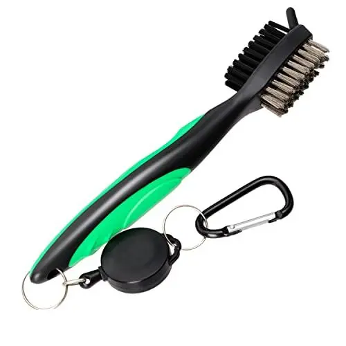 Produktbild: Golf Bürste Golfschläger Reinigungsbürste mit Aluminum Karabiner Golf Club Bürste und Groove Cleaner Golf Zubehör Golf Bürste, Grün