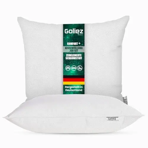 Produktbild: Goliez Kissenfüllung 2er Set Kissen für Bett Kopfkissen Innenkissen Dekokissen Sofakissen Zierkissen Füllung (2, Weiß, 40x40 cm)